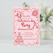 Galentine's Day Hand Drawn Pink Girls Valentijn Kaart (Staand voorkant)