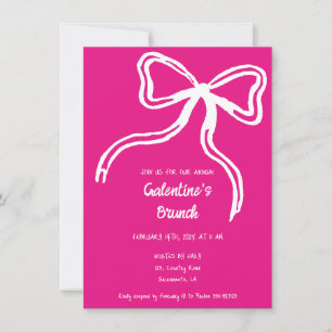 Galentine's Day hand getekend boog roze Uitnodigin Kaart