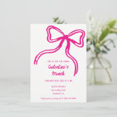 Galentine's Day hand getekend boog roze Uitnodigin Kaart (Staand voorkant)