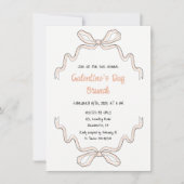 Galentine's Day hand getekend boog roze Uitnodigin Kaart (Voorkant)