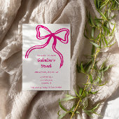 Galentine's Day hand getekend boog roze Uitnodigin Kaart