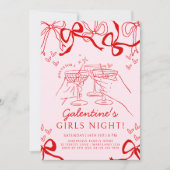 Galentine's Day Hand getrokken Party Uitnodiging (Voorkant)