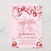 Galentine's Day Hand getrokken Party Uitnodiging (Voorkant / Achterkant)