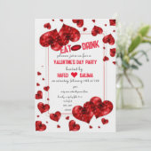 Galentine's Day hartbloem modern roze uitnodiging (Staand voorkant)