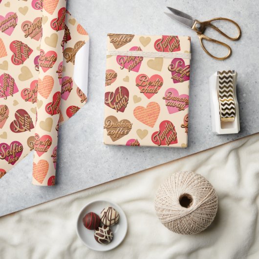Galentine's Day, Harten en Woorden, Valentijn Cadeaupapier (Crafts)