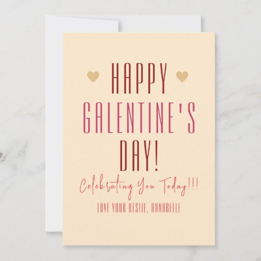 Galentine's Day, Hartjes en Woorden, Valentijn Feestdagenkaart (Voorkant)