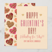 Galentine's Day, Hartjes en Woorden, Valentijn Feestdagenkaart (Voorkant / Achterkant)