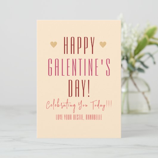 Galentine's Day, Hartjes en Woorden, Valentijn Feestdagenkaart (Staand voorkant)