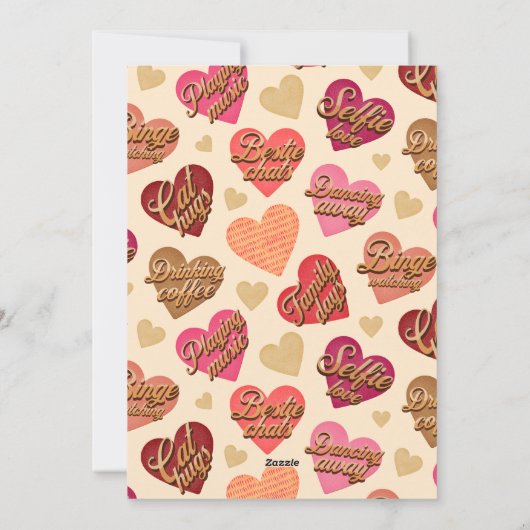 Galentine's Day, Hartjes en Woorden, Valentijn Feestdagenkaart (Achterkant)