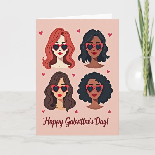 Galentines Day Hartjes Kaart (Voorkant)
