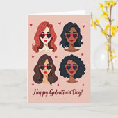 Galentines Day Hartjes Kaart (Gele Bloem)
