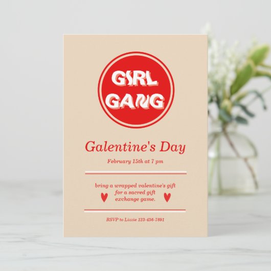 Galentine's Day Invitation Design Kaart (Staand voorkant)