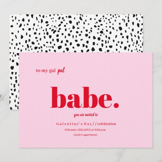 Galentine's Day Invitation Design Kaart (Voorkant / Achterkant)