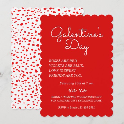 Galentine's Day Invitation Design Kaart (Voorkant / Achterkant)