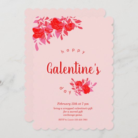 Galentine's Day Invitation Design Kaart (Voorkant / Achterkant)