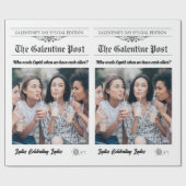 Galentines Day krant Bloem Boeket Foto Cadeaupapier (Vlak)