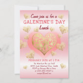 Galentine's Day Lunch Pink Gold Hearts Kaart (Voorkant)