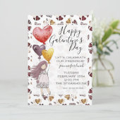 Galentine's Day lunchuitnodiging Kaart (Staand voorkant)