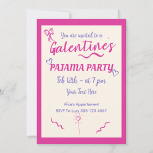Galentine's Day Meiden Pyjama Feest Uitnodiging