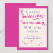 Galentine's Day Meiden Pyjama Feest Uitnodiging (Voorkant / Achterkant)