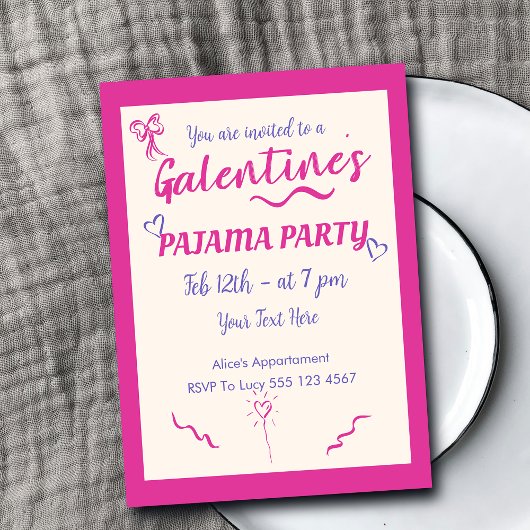 Galentine's Day Meiden Pyjama Feest Uitnodiging