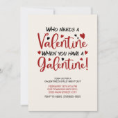 Galentine's Day Meidenavond Uitnodiging Rode Harte (Voorkant)