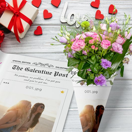 Galentines Day Newspaper Fotocollage Harten Inpakpapier Vel