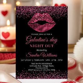 Galentine's Day Night Out Bourgondische Lippenstif Kaart