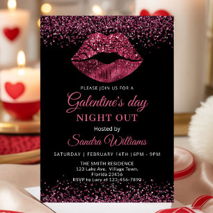 Galentine's Day Night Out Bourgondische Lippenstif Kaart