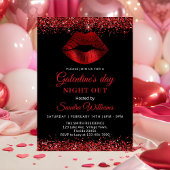 Galentine's Day Night Out Red Glitter Lips Kaart