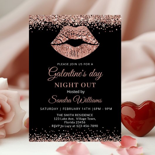 Galentine's Day Night Out Roze Gouden Glitter Lipp
