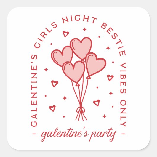 Galentine's day party bestie coquette esthetiek vierkante sticker (Voorkant)