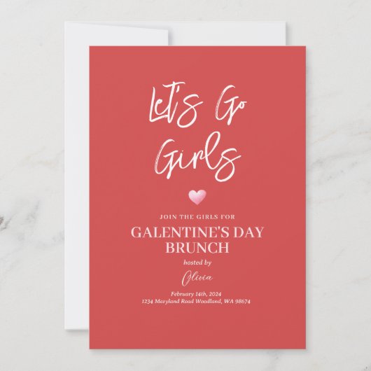 Galentine's Day Party Brunch voor meisjes Kaart (Voorkant)