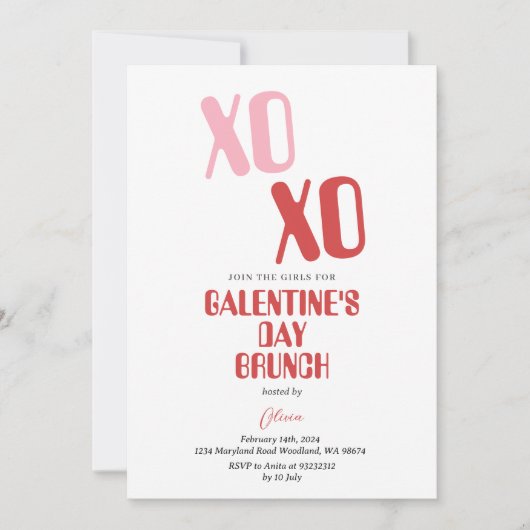 Galentine's Day Party Brunch Vriendschap Valentijn Kaart (Voorkant)