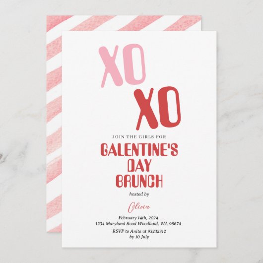Galentine's Day Party Brunch Vriendschap Valentijn Kaart (Voorkant / Achterkant)