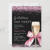 Galentine's Day Party Champagne Pink Coquette Kaart (Voorkant)