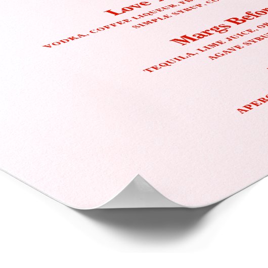 Galentine's Day Party Cocktail Drinken Menu Sign Poster (Hoek)