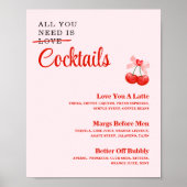 Galentine's Day Party Cocktail Drinken Menu Sign Poster (Voorkant)