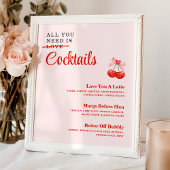 Galentine's Day Party Cocktail Drinken Menu Sign Poster