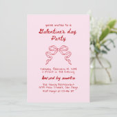 Galentine's Day Party Coquette Bow Kaart (Staand voorkant)