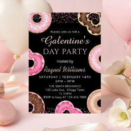 Galentine's Day Party Donuts Invitation Kaart