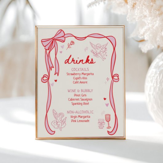 Galentine's Day Party Downloadable Drinks Poster