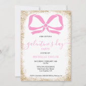 Galentines Day Party Glitter Goud Roze Bogen Kaart (Voorkant)