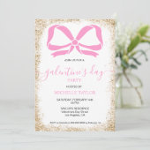 Galentines Day Party Glitter Goud Roze Bogen Kaart (Staand voorkant)