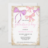 Galentines Day Party Glitter Goud Roze Bogen Kaart (Voorkant)