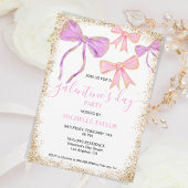 Galentines Day Party Glitter Goud Roze Bogen Kaart