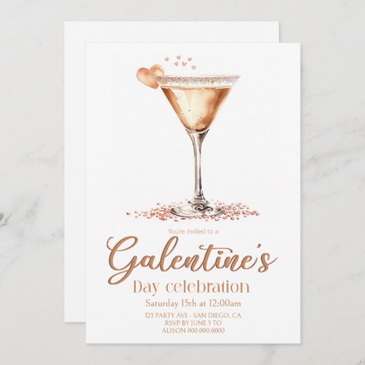  Galentine's Day party Invitation Kaart (Voorkant / Achterkant)