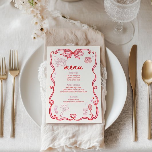 Galentine's Day Party Menu Card Kaart