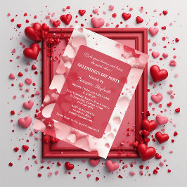 Galentine's Day Party Pastel Coral Hearts Modern  Kaart
