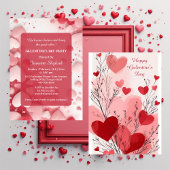 Galentine's Day Party Pastel Coral Hearts Modern  Kaart